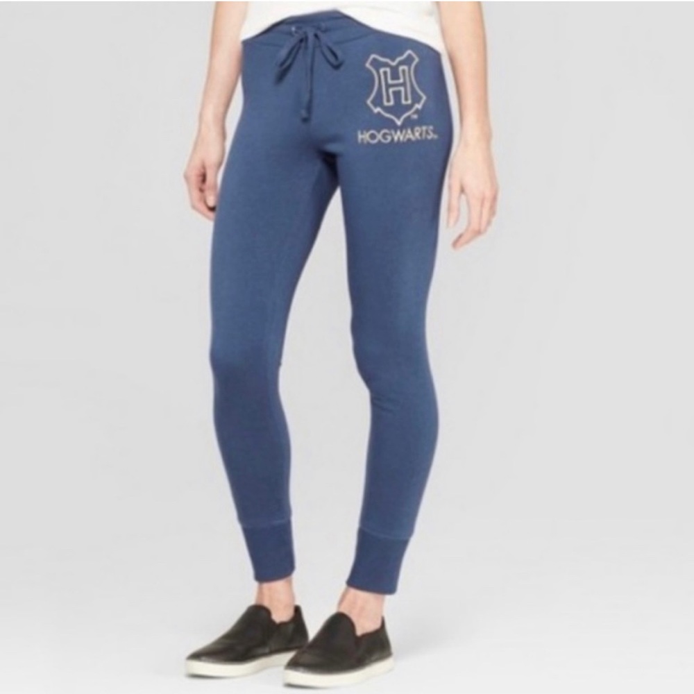 Harry Potter Blue Hogwarts Embroidered Joggers Sweatpants XS NWT
